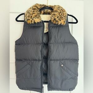 Denim & Supply Ralph Lauren Black Coat with Leopard Trim